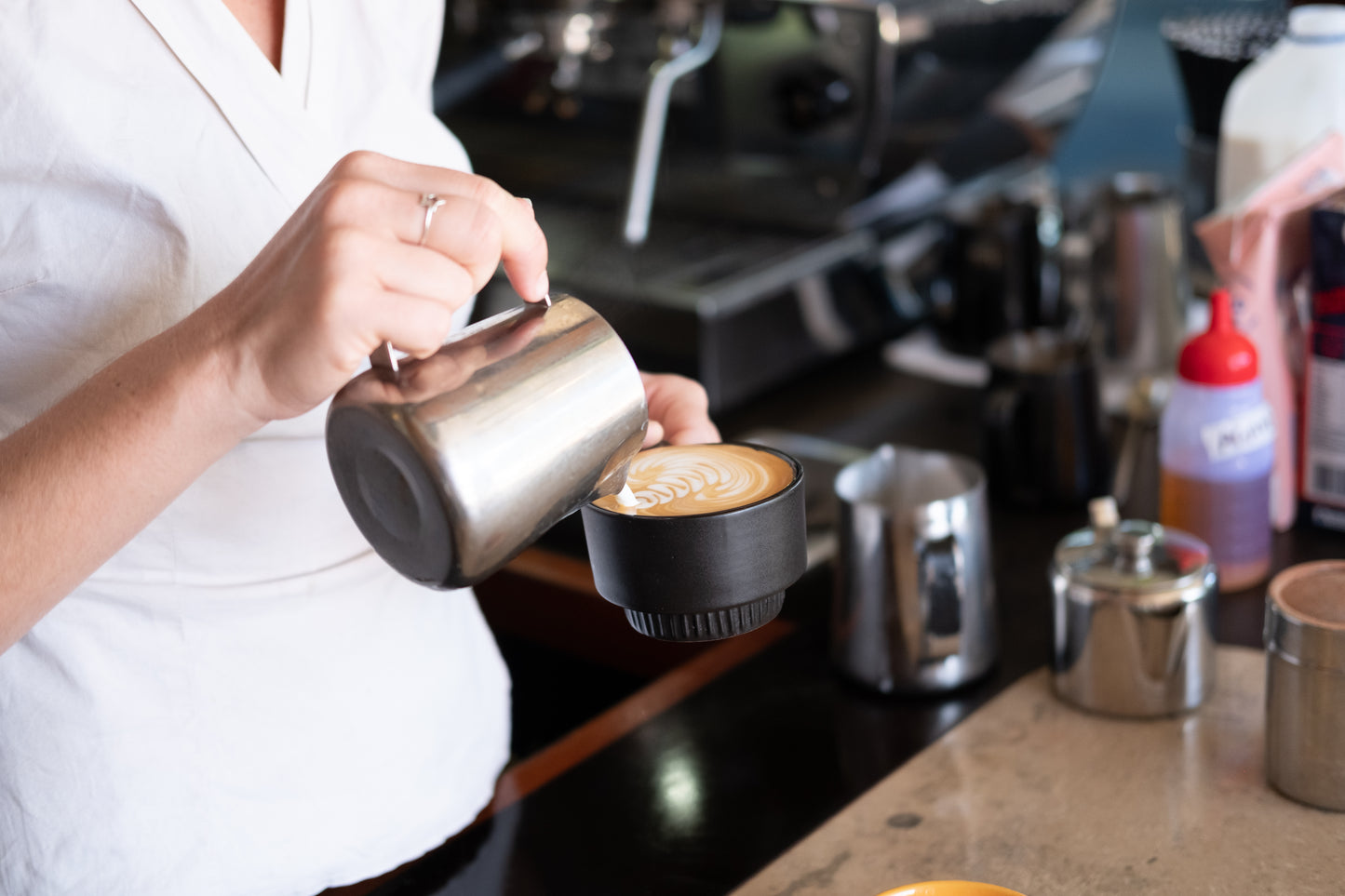 Linea Cappuccino Cup & Saucer · 170ml · Black · [Set of 2]