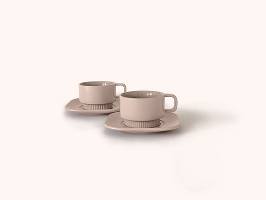 Linea Cappuccino Cup & Saucer · 170ml · Almond · [Set of 2]
