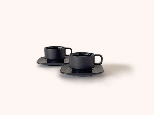 Linea Cappuccino Cup & Saucer · 170ml · Black · [Set of 2]
