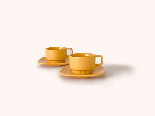 Linea Cappuccino Cup & Saucer · 170ml · Turmeric · [Set of 2]