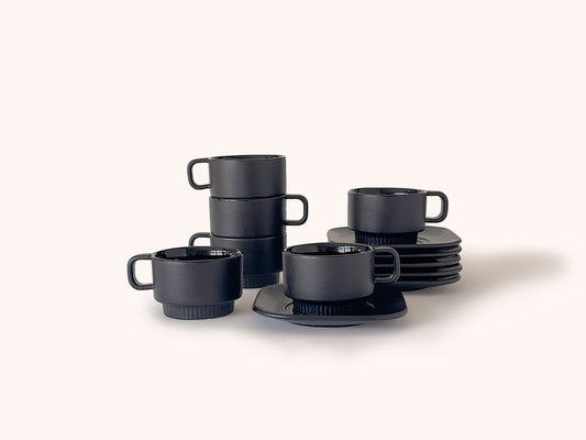 Linea Cappuccino Cup & Saucer · 170ml · Black · [Set of 6]