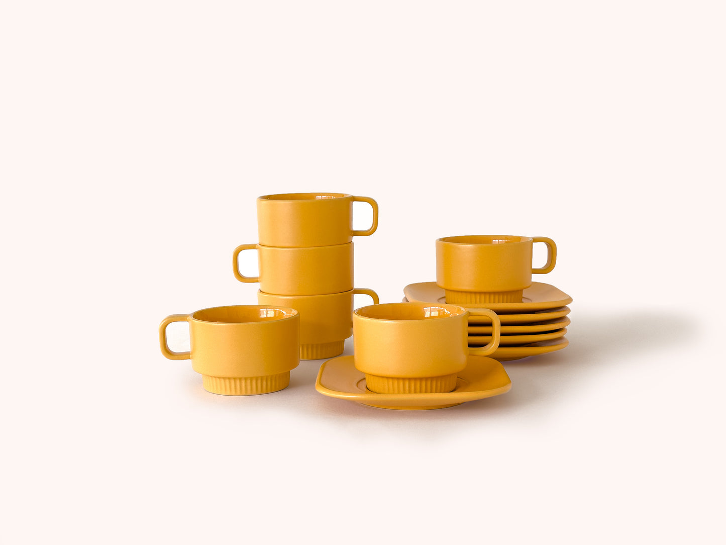 Linea Cappuccino Cup & Saucer · 170ml · Almond · [Set of 6]
